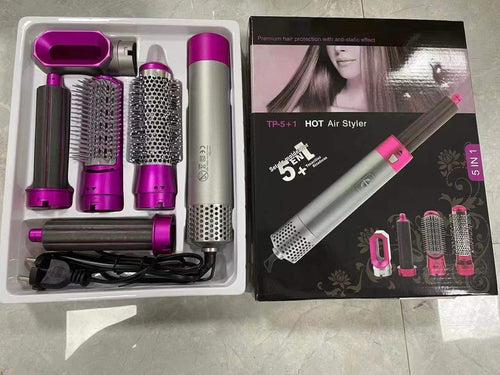 5-in-1 Hair Styler Hot Air Brush Volumizer Straightener Curler