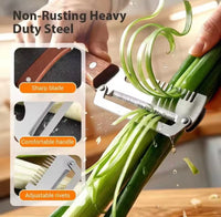 3 in 1 Stainless Steel Vegetable Peeler, Slicer & Shredder – Imported Quality with Wooden Handle