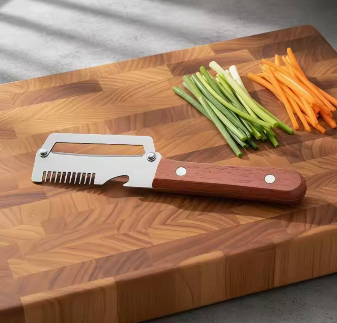 3 in 1 Stainless Steel Vegetable Peeler, Slicer & Shredder – Imported Quality with Wooden Handle
